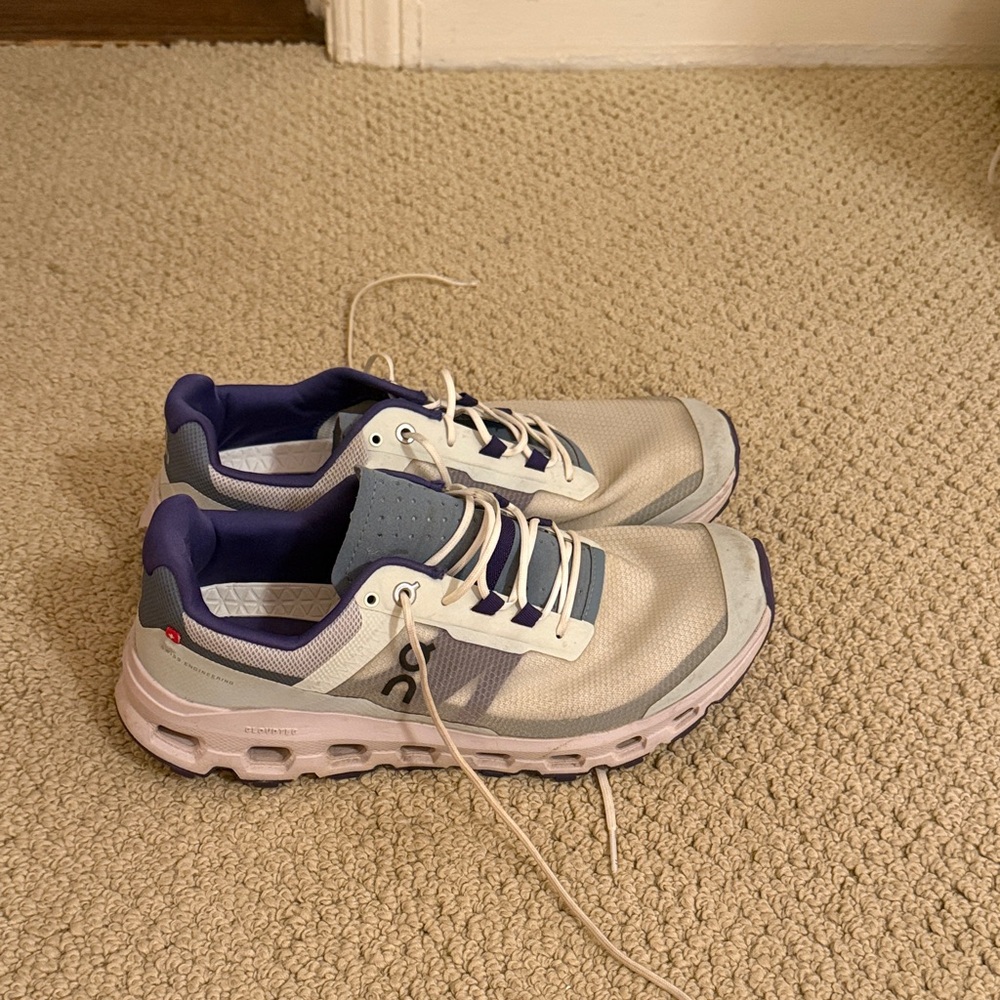 Light Gray and Purple Women's Running Sneakers